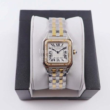 PanthèRe De Cartier New 316l Refined Steel Case Square Dial Diamond Watch