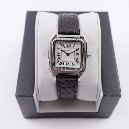 PanthèRe De Cartier Black Leather Strap Square Dial Watch