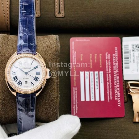 Cartier Eg Factory 316l Refined Steel Diamond Watch Navy