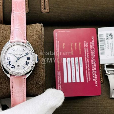 Cartier Eg Factory New 316l Refined Steel Diamond Watch Pink