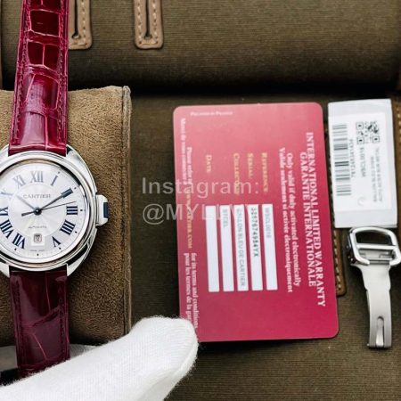 Cartier Eg Factory New 316l Refined Steel Watch Wine Red