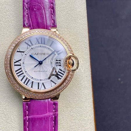 Cartier Roman Digital Dial Diamond Leather Strap Watch