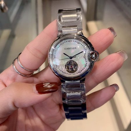 Cartier Diamond Dial Steel Strap Watch For Women