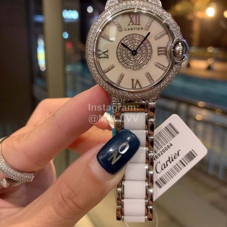 Cartier New Diamond Dial Ceramic Strap Watch