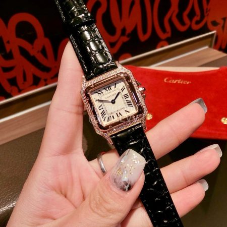 PanthèRe De Cartier Diamond Square Dial Watch For Women Black