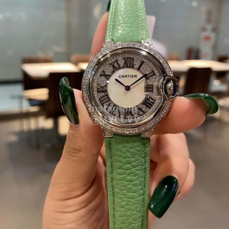 Cartier Diamond Dial Soft Sheepskin Strap Watch