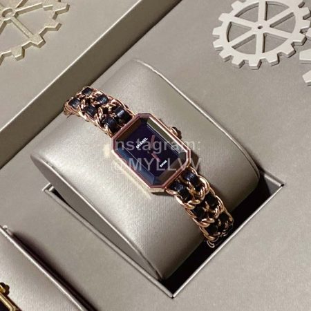 Chanel Steel Leather Strap Square Dial Watch
