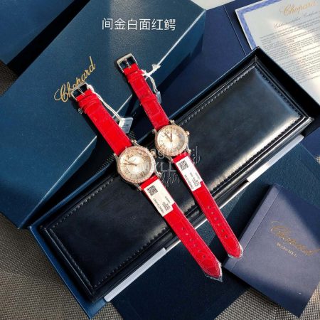 Chopard Happy Diamonds Red Leather Strap Watch