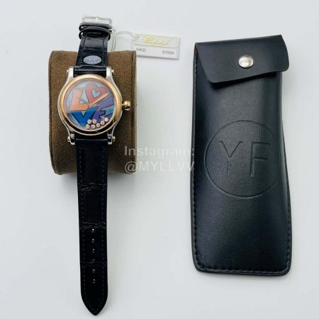 Chopard Yf Factory Letter Diamond Dial Watch For Women Black