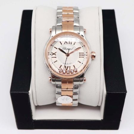 Chopard New Five Diamond Dial Steel Strap Watch White