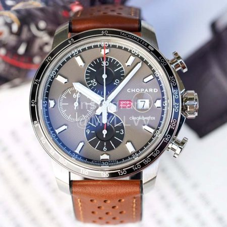 Chopard Rubber Leather Strap 44mm Dial Multifunctional Watch Brown