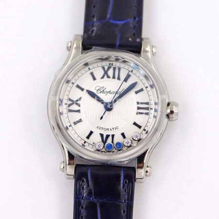 Chopard Happy Sport Series Diamond Leather Strap Watch