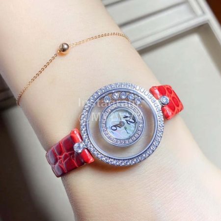Chopard Happy Diamonds Series Leather Strap Watch