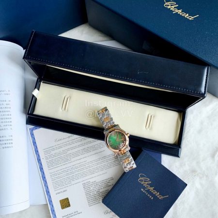 Chopard Happy Diamonds Steel Strap Green Dial Watch