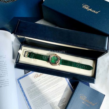 Chopard Happy Diamonds Leather Strap Green Dial Watch