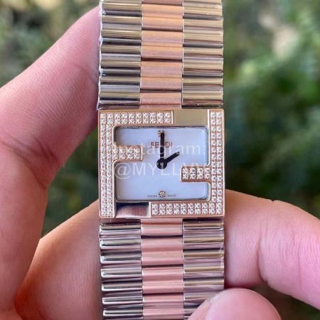 Fendi Mania Series New Stainless Steel Case Diamond Watch White