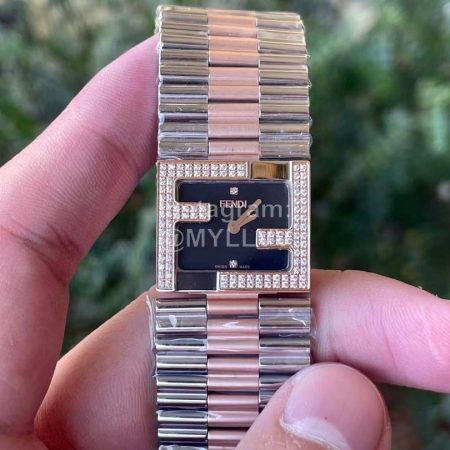 Fendi Mania Series New Stainless Steel Case Diamond Watch Black