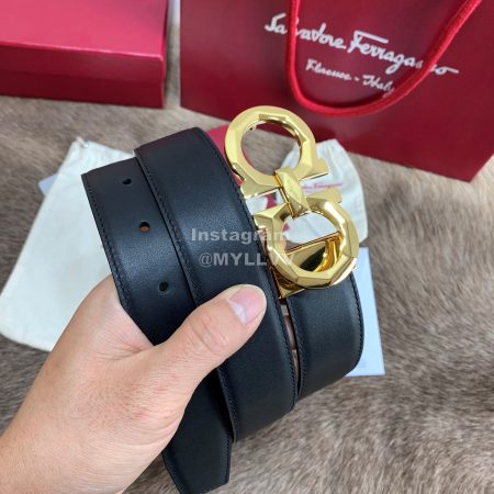 Ferragamo Fashion Cowhide Pure Copper Buckle 35mm Belt Brown