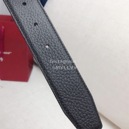 Ferragamo New Calf Leather Pure Copper Gun Color Gancini Buckle 35mm Belt