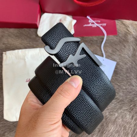 Ferragamo Fashion Cowhide Pure Copper Gun Color Buckle 35mm Belt