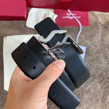 Ferragamo Fashion Cowhide Pure Copper Buckle 35mm Belt