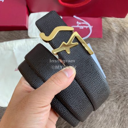 Ferragamo Fashion Cowhide Pure Copper Gold Buckle 35mm Belt