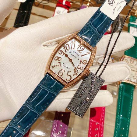 Franck Muller Roman Numeral Dial Leather Strap Quartz Watch Blue