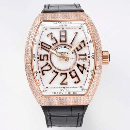 Franck Muller V45 Crazy Hour Series Art Deco Roman Numerals Dial Vanguard Watch