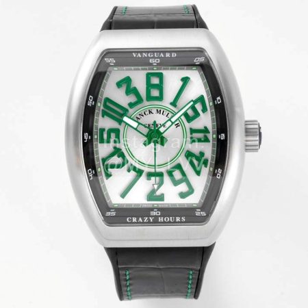 Franck Muller V45 Crazy Hour Series Art Deco Roman Numerals Dial Watch Green