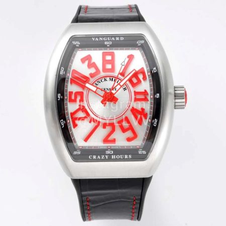 Franck Muller V45 Crazy Hour Series Art Deco Roman Numerals Dial Watch Red