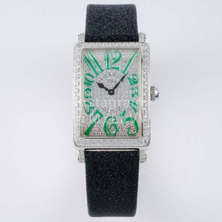 Franck Muller Long Island Series Diamond Square Dial Watch Green
