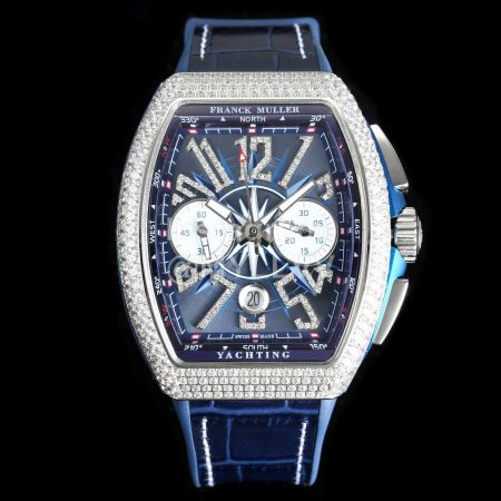 Franck Muller New Diamond Dial Leather Strap Watch