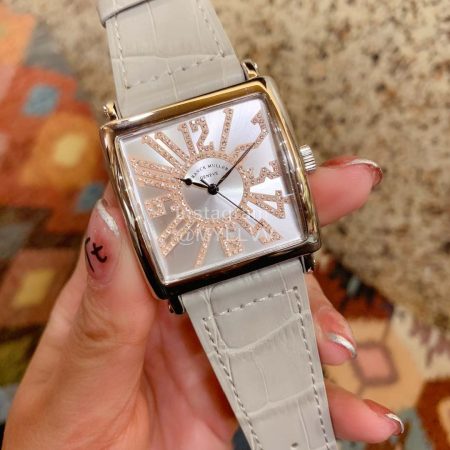 Franck Muller Square Dial Leather Strap Watch For Women Gray