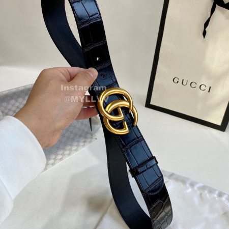 Gucci Alligator Leather Gold Pure Copper Electroplated Buckle 38mm Belt