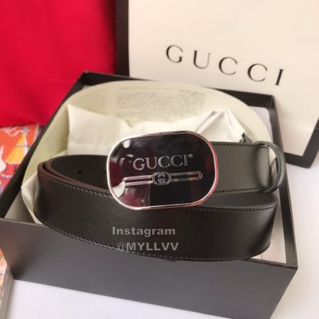 Gucci Black Leather 30mm Belts For Women