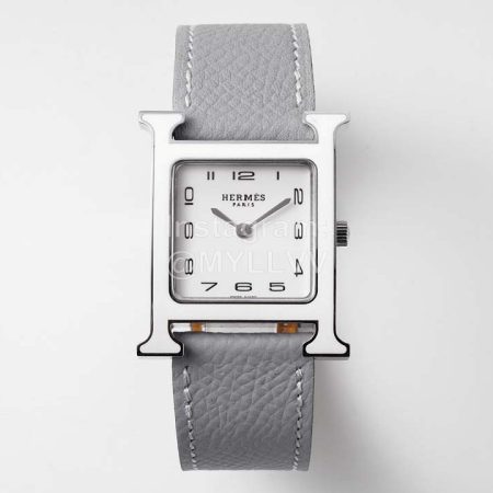 Hermes Heure H 316 Fine Steel Fired Enamel Paint Case Watch Gray