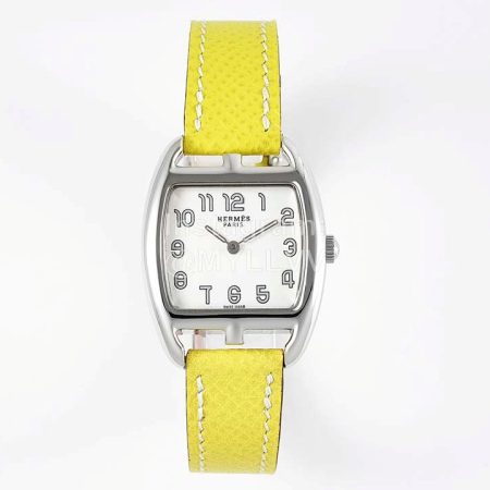 Hermes Cape Cod Tonneau Leather Strap Watch Yellow