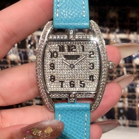 Hermes Fashion Diamond Dial Leather Strap Watch For Women