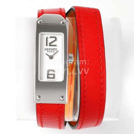 Hermes Kelly 2 Series Leather Strap Sapphire Crystal Glass Watch Red