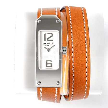 Hermes Kelly 2 Series Leather Strap Sapphire Crystal Glass Watch Orange