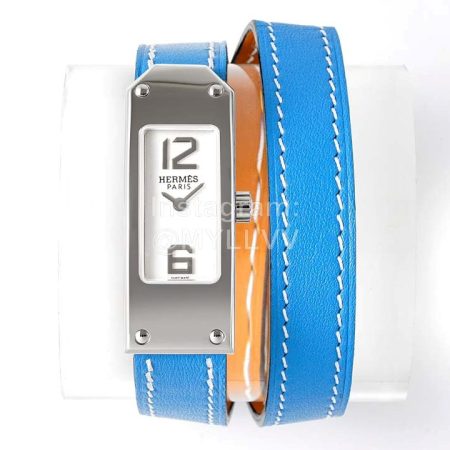 Hermes Kelly 2 Series Leather Strap Sapphire Crystal Glass Watch Blue
