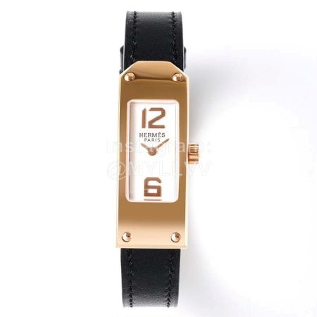 Hermes Kelly 2 Series Black Leather Strap Sapphire Crystal Glass Watch