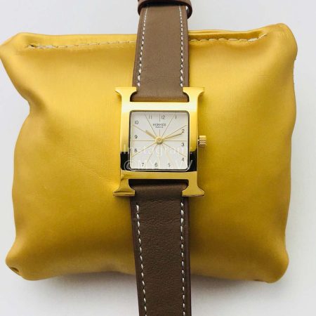 Hermes Hr Factory Heure H Series Square Dial Watch Coffee