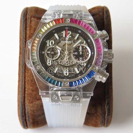 Hublot Hb Factory Rubber Strap Transparent Mechanical Watch White
