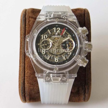 Hublot Hb Factory New White Rubber Strap Transparent Mechanical Watch