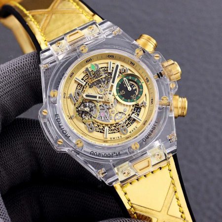 Hublot Rubber Strap Multifunctional Mechanical Watch Yellow