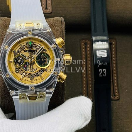 Hublot Tw Factory Gold Hollow Dial Rubber Strap Watch