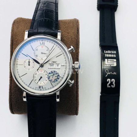 Iwc Zf Factory White 42mm Dial Leather Strap Watch