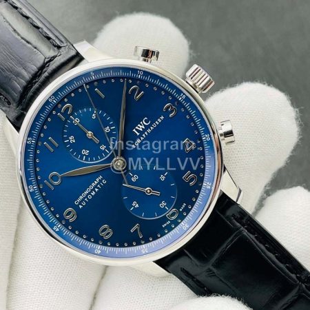 Iwc Zf Factory Classic Leather Strap Navy Dial Watch
