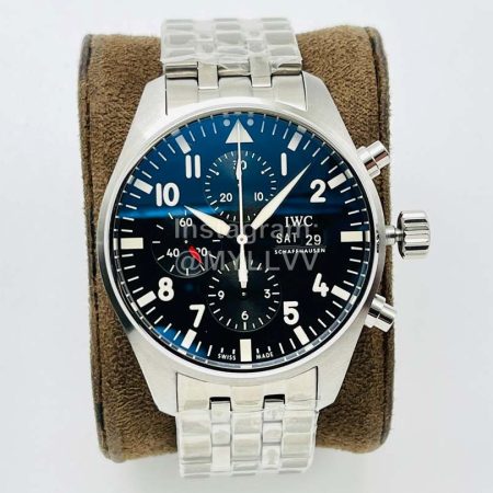 Iwc Zf Factory Steel Strap Black Dial Watch
